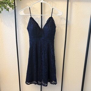 Navy Streetwear Society Lace Spaghetti Strap Dress